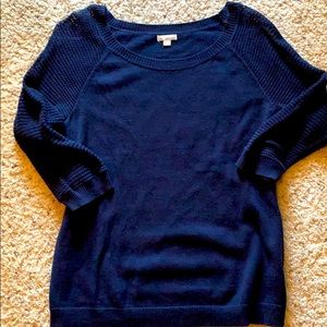 Navy Blue Crochet Sleeved Sweater